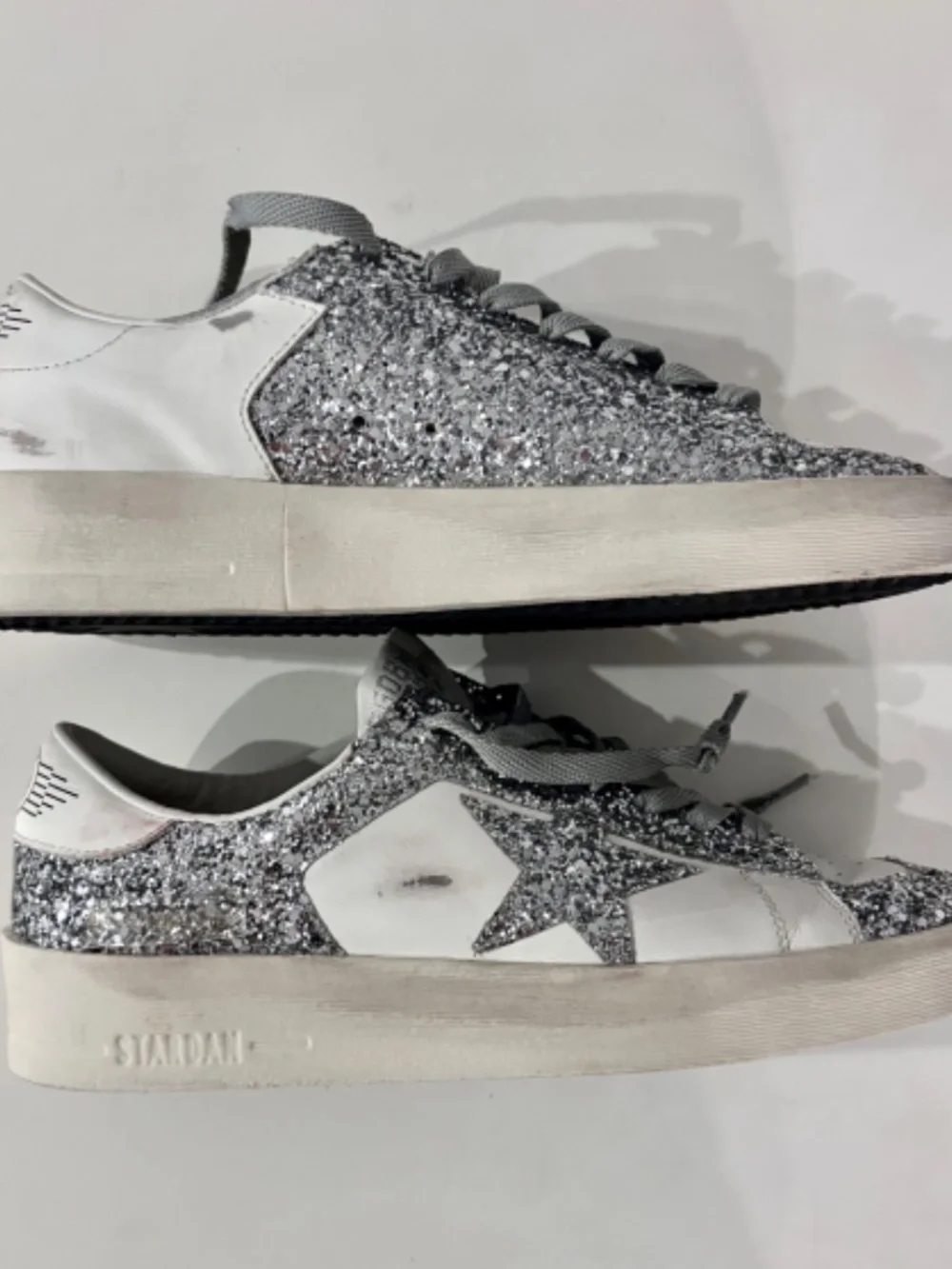 Golden Goose Stardan Silver Glitter Star Sneakers Size 40 - Picture 5 of 7